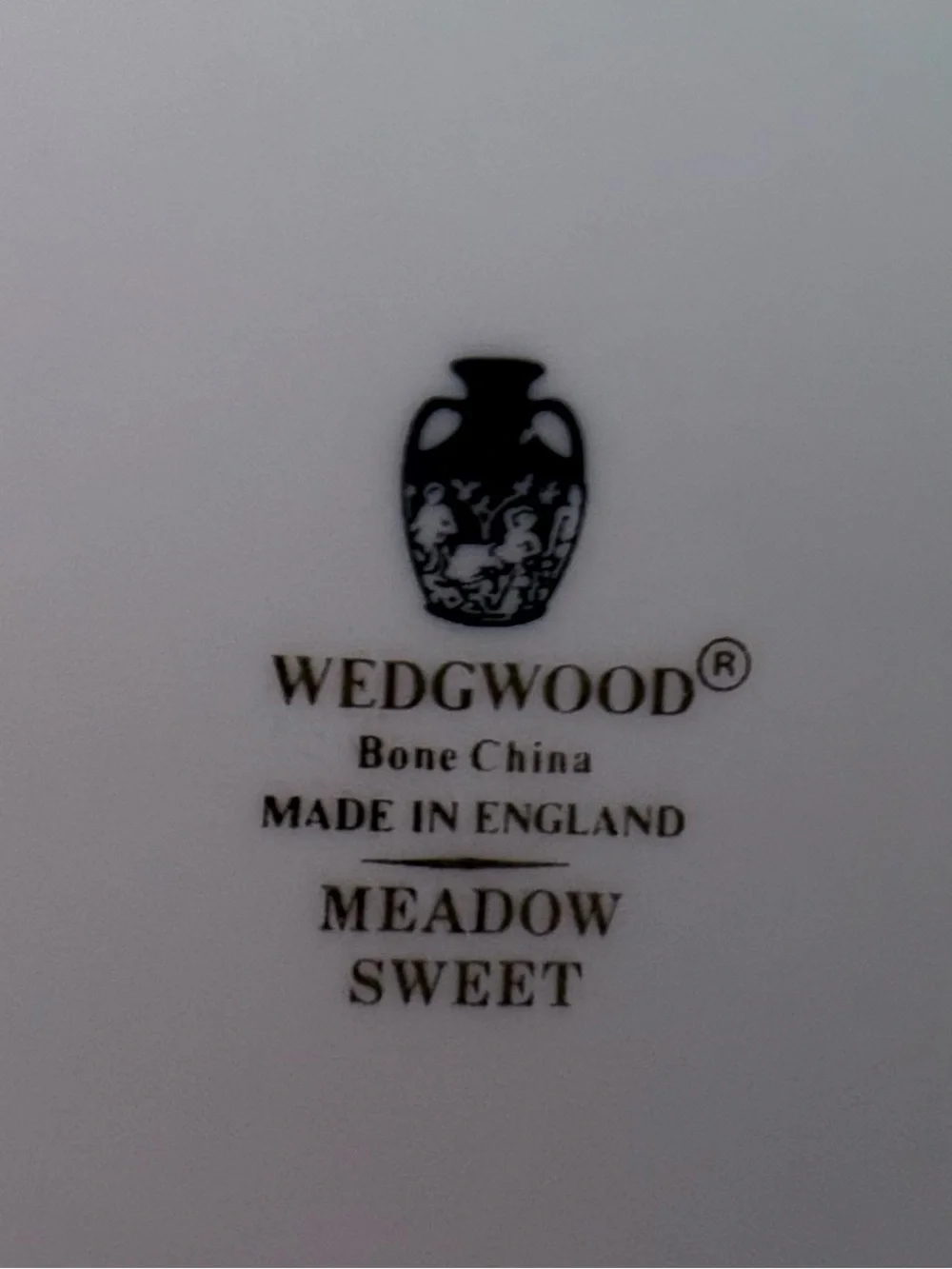 Wedgwood White and Black Meadow Sweet Bone China Backstamp